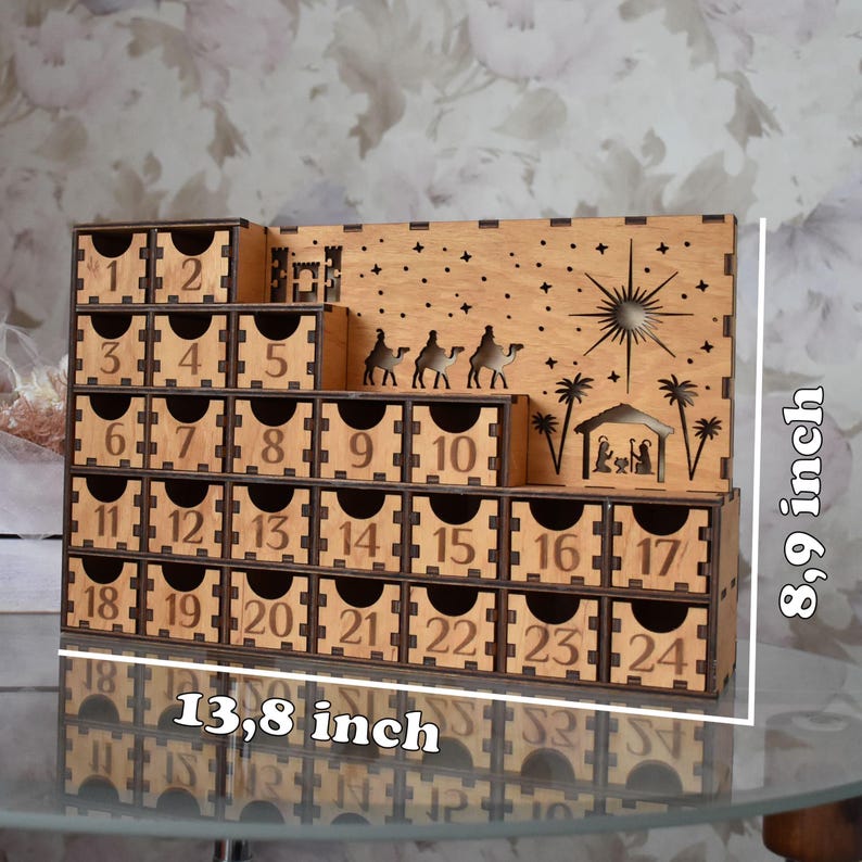 Reusable Wooden Advent Calendar for Kids Adults, Christmas Village