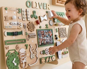 Montessori Sensory Busy Board: Toddler Activity Toy, Magnetic Animals