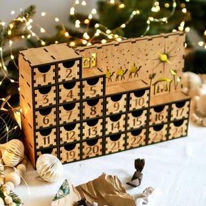 Christmas Fireplace Decor Advent Calendar For Adult Kids Teens Nativity Scene Christmas Countdown Montessori Toddler Gifts Wooden Decoration