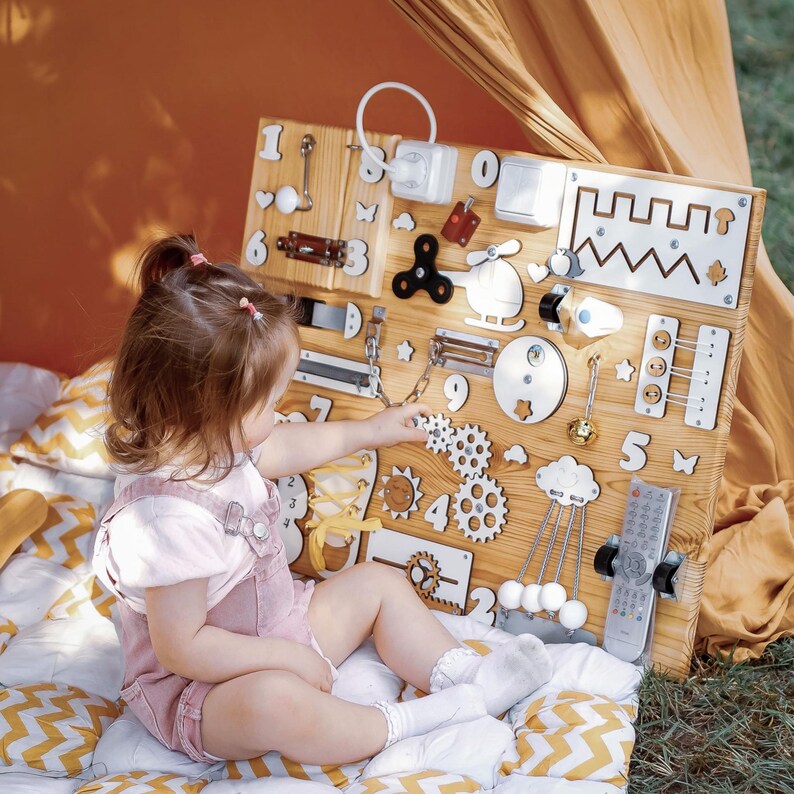 Personalized Busy Board for Toddler 1 2 3 Year Old, Montessori Custom