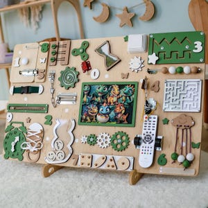 Tableau animé 1 2 3 ans, cadeau de premier anniversaire, tableau d'éveil pour tout-petits, tableau occupé bébé, tableau d'activités Montessori, tableau sensoriel en bois