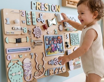 Large Montessori Busy Board: Sensory Learning Toy, Magnetic Animals