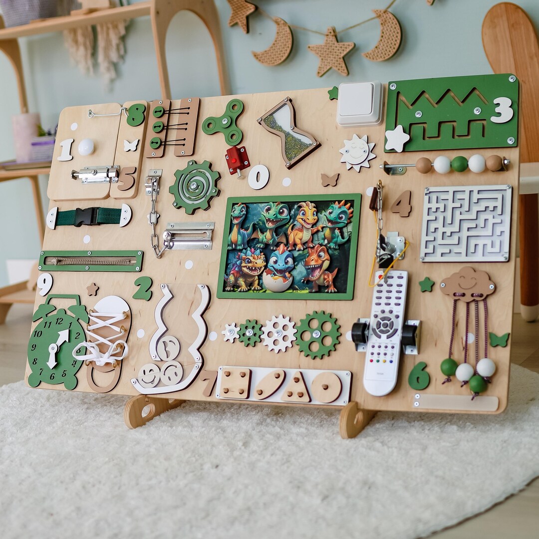 Baby Busy Board : Wooden Montessori Sensory Toy for Fine Motor Skills ...