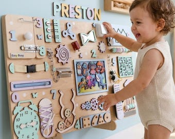 Ocean Busy Board, Montessori Toddler Sensory Toy, Sea Nursery Decor