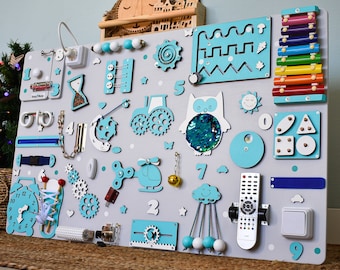 EXTRA LARGE busy board for toddler, baby sensory toy, gift for 1 2 3 year boy, personalised activity boards, Montessori busy board