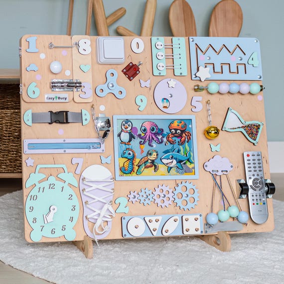 Toddler Busy Board Name Puzzle Montessori Wooden Toys for