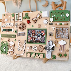 Tableau Occupé personnalisé pour tout-petit de 1 ou 2 ans, Tableaux d'activités sensorielles personnalisées Montessori, Enfants, Casse-tête en bois, Cadeaux bébé garçon