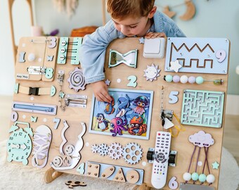 Tablero de actividades Sea World, juguete sensorial Montessori, tablero de actividades para niños pequeños