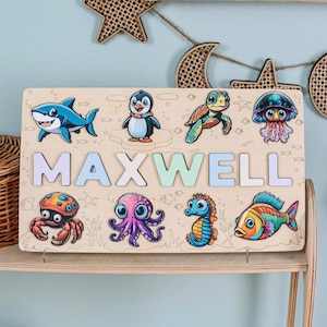 Magnetic Name Puzzle, New Baby Gift, Personalized Wooden Puzzles, 1st First Birthday Baby Boy Girl Gifts, Toddler Custom 1 2 3 Year Old Gift
