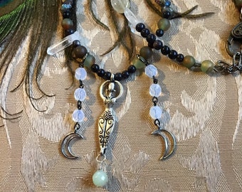 Lady and Half Moons,  Rutilated  and Clear Crystal Quartz