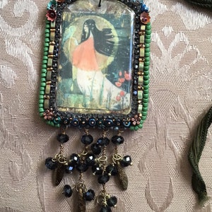 Lady in Twilight Garden in Bead Embroidery
