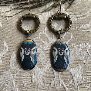 Mysterious Lady in Black in Artisan Ceramic with Brass Embellishments