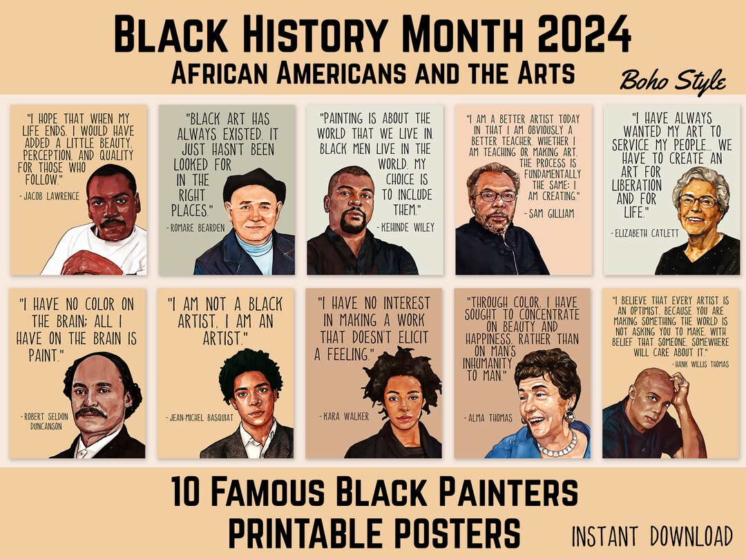 Black History Month 2024 Posters, 10 Famous Black Painters, Theme