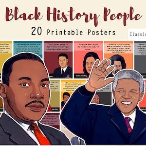 Famous Black History People Poster Bundle Pack:20, Printable, Classroom Decor, Social Justice Quotes, Black History Month, (Classic Style)