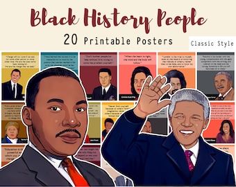 Retro Black Men in History set of 8 Printable Posters Black - Etsy