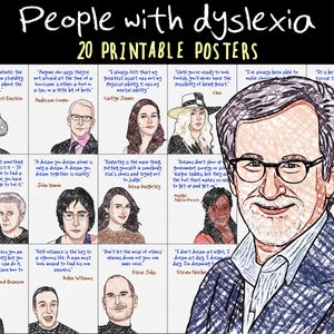 Famous People With Dyslexia, 20 Printable Quote Posters,Dyslexia Awareness Month, World Dyslexia Day,Classroom Decor. (Crayon)