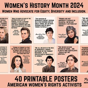 Women&#39;s History Month Posters | Printable Banner, Bulletin Board Display, Famous Women, American History, Decor, 40 Posters Instant Download