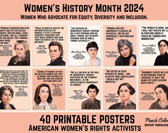 Women's History Month Posters | Printable Banner, Bulletin Board Display, Famous Women, American History, Decor, 40 Posters Instant Download