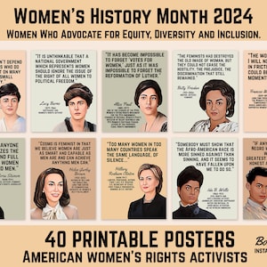Women&#39;s History Month Posters | American History, Bulletin Board Display, Decor, Printable Banner, Famous Women, 40 Posters Instant Download