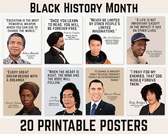 Afroamerikanische Helden, schwarze Geschichte Monat druckbare Poster, Grundschuldekor, positive Zitate, Beige und Grau