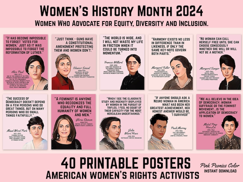 Women's History Month Posters Bulletin Board Display, American History ...