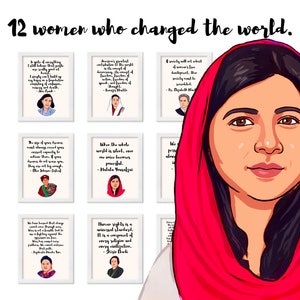 12 Famous Women In History Who Changed The World,Teacher Wall Art,Classroom Decor,Positive Quotes, Women&#39;s History Month (Simply)