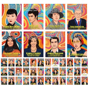 Poster AAPI, set di bacheche del mese del patrimonio asiatico-americano e isolano del Pacifico, mese della storia AAPI, 44 citazioni, arredamento dell'aula degli insegnanti