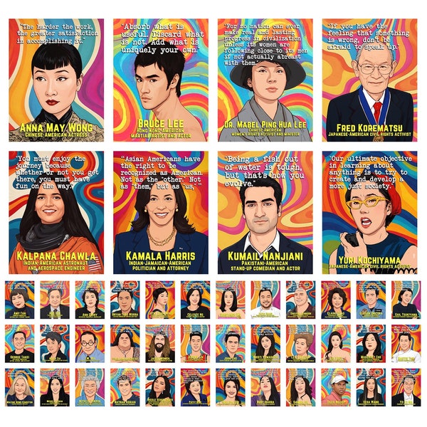 AAPI Posters, Asian American and Pacific Islander Heritage Month Bulletin Board Set, AAPI History Month, 44 Quotes, Teacher Classroom Decor