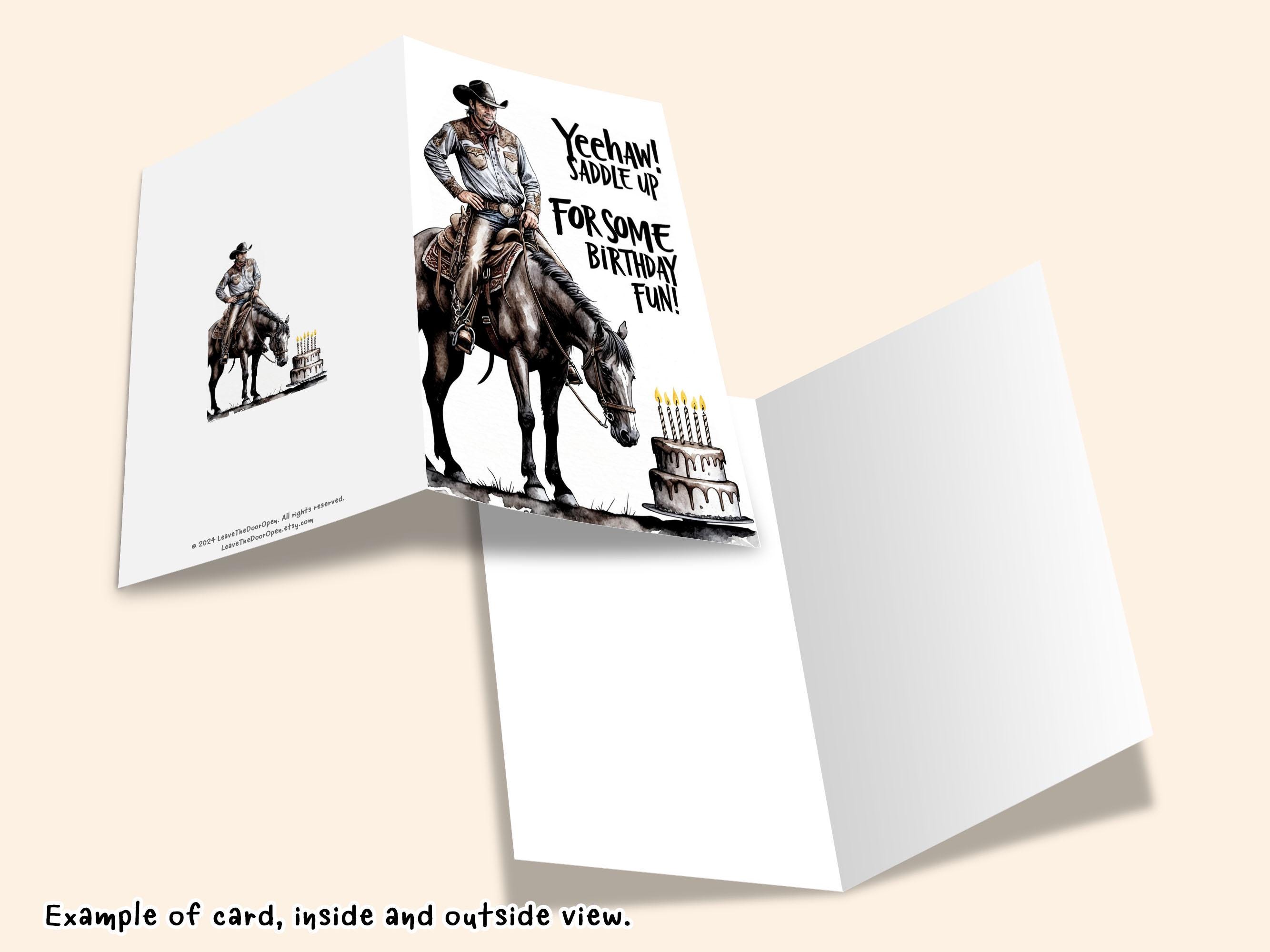 Cowboy Birthday Card Digital Download yeehaw Saddle Up Fun Birthday Printable for Kids &amp; Adults ...
