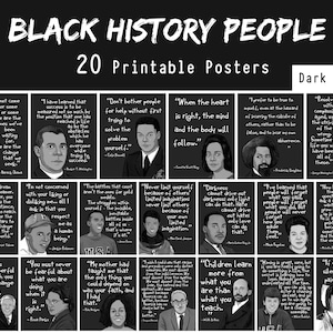Mroczny styl, Sławni ludzie, Miesiąc Czarnej Historii, 20 plakatów do klasy, Cytaty motywacyjne, Zestaw plakatów do wydrukowania, Dekoracje do pokoju dziecięcego.