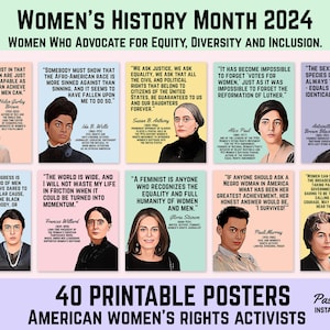 Women&#39;s History Month Posters | Decor, Bulletin Board Display, American History, Printable Banner, Famous Women, 40 Posters Instant Download
