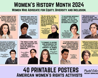 Women's History Month Posters | Decor, Bulletin Board Display, American History, Printable Banner, Famous Women, 40 Posters Instant Download