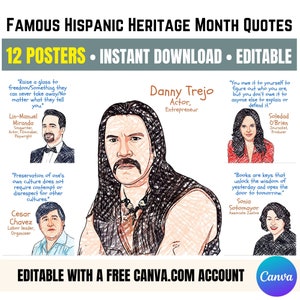 Kinder Buntstift-Zeichnungsstil, Nationaler Hispanic Monat des Kulturerbes, Klassenzimmerposter, bearbeitbare Klassenzimmerposter, Canva-Vorlagen, Sofort-Download