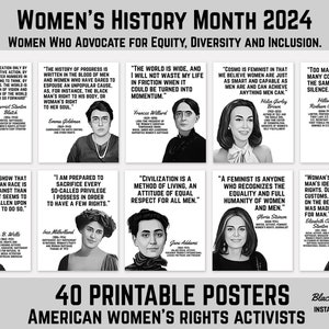 Women&#39;s History Month Posters | Decor, American History, Famous Women, Bulletin Board Display, Printable Banner, 40 Posters Instant Download