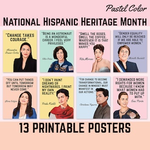 National Hispanic Heritage Month, Famous Hispanic Women in History, Positive Quotes, Classroom Posters, Famous Hispanic, Pastel Color
