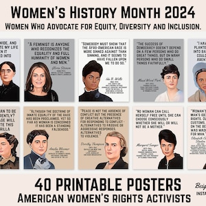 Women&#39;s History Month Posters | Bulletin Board Display, Famous Women, Printable Banner, Decor, American History, 40 Posters Instant Download
