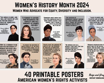 Women's History Month Posters | Bulletin Board Display, Famous Women, Printable Banner, Decor, American History, 40 Posters Instant Download
