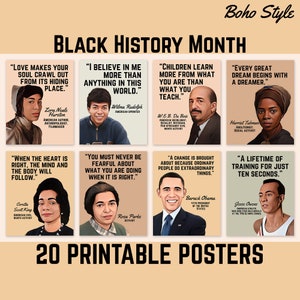 African American Heroes, Black History Month Printable Posters, Elementary Classroom Decor, Positive Quotes, Boho Style