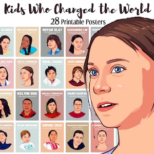 28 Influential Children,Kids Who Changed the World,Social Justice,Youth Leaders,Young People,Biography Posters,Bulletin Board Display.