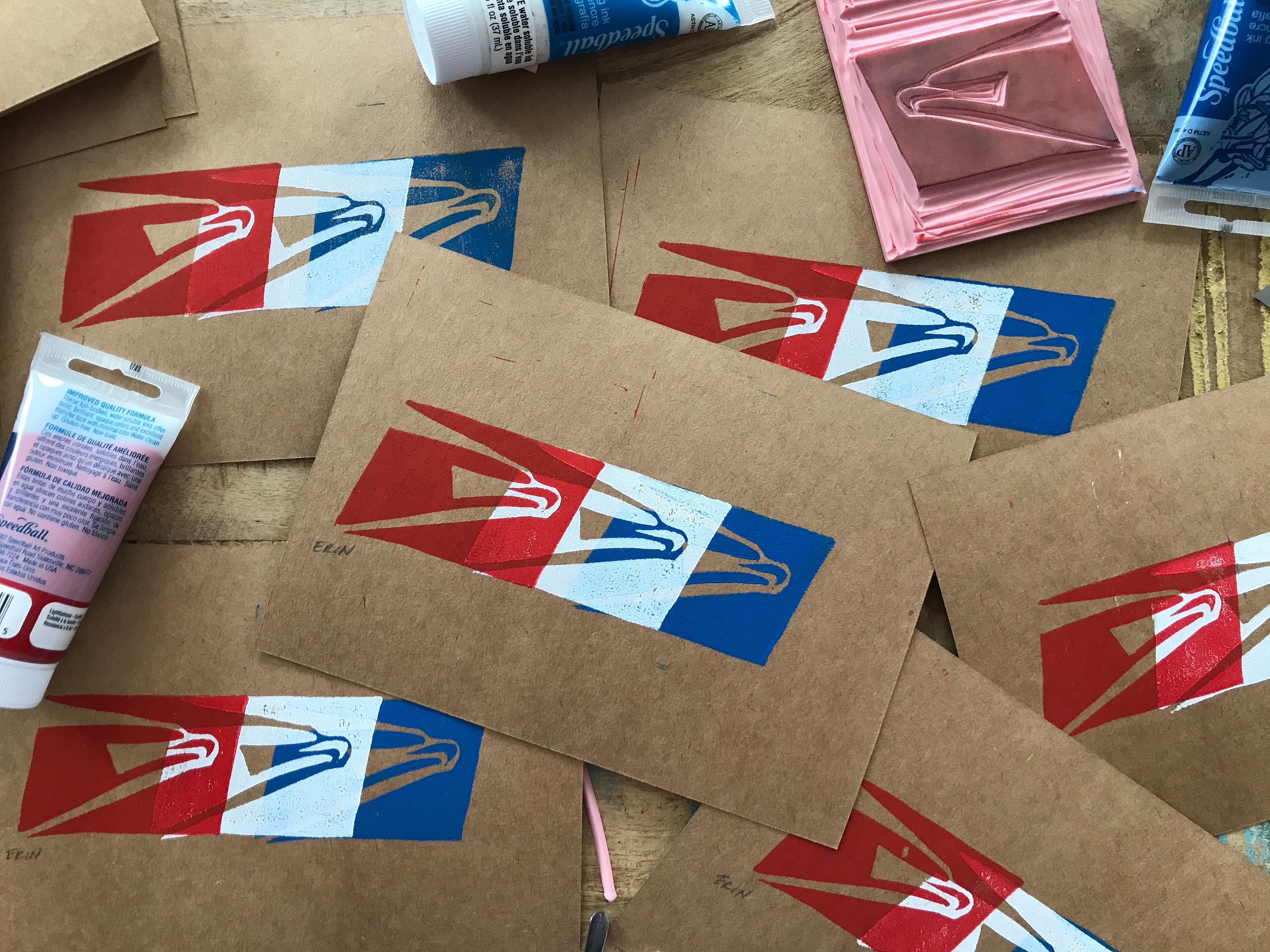 USPS Hand Printed Greeting Cards Multipack 6 Etsy UK