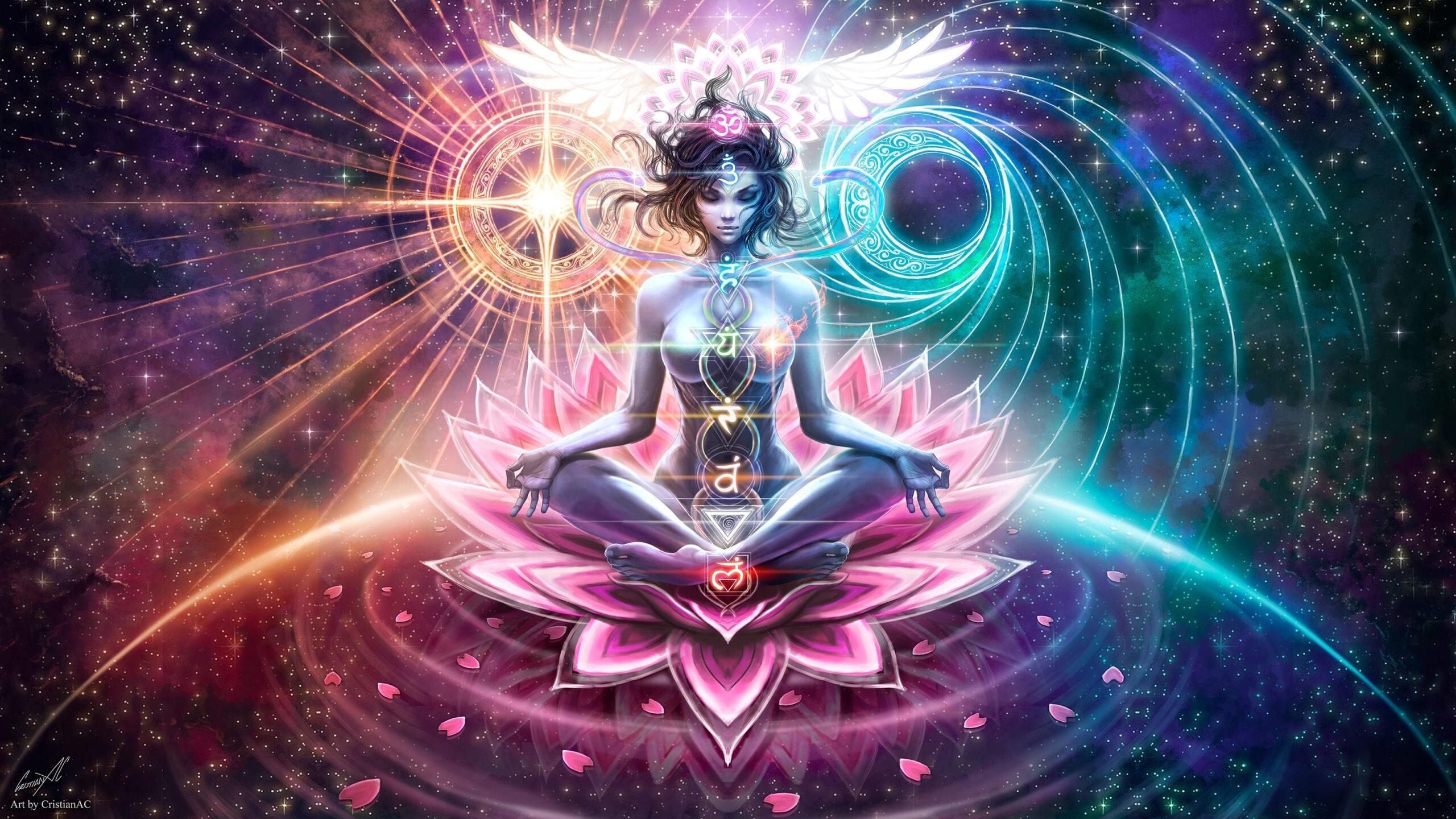 Lotus Chakra Canvas Art Print, Black and White, Snake, Serpent, Goddess