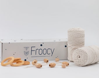 DIY Macrame Kit for Adults Beginners, 4 Macrame Plant Hanger Kit + Froocy Macrame Starter Kit Includes: 100% Cotton Macrame Cord 3 mm