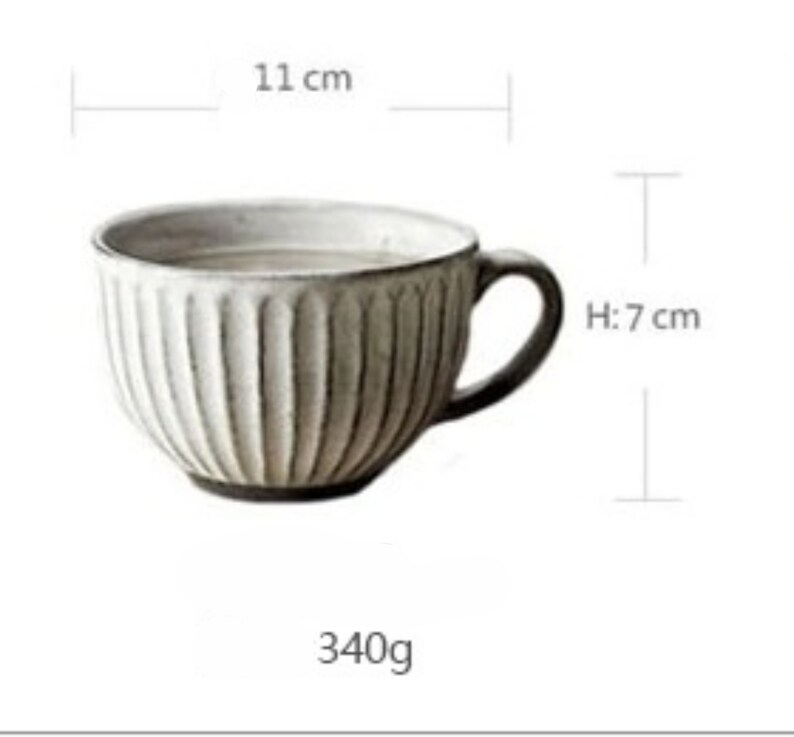 Retro Rough Pottery Ceramic Drinkware Water Tea Cup Pull Flower Latte Big Mouth Breakfast Dessert Home Decor Coffee Mug Set Bild 5