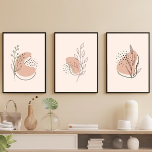 Set of 3 Botanical Printable Art,Digital Print, Neutral Wall Art, Abstract Art, Print Instant Download, Minimalist Poster, Boho Home Decor