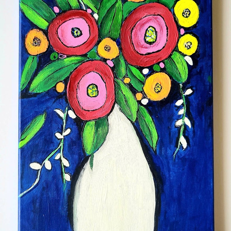Abstract Floral Painting Original Canvas Painting Pink Etsy