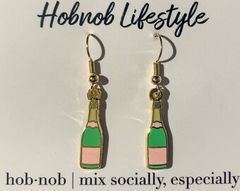 Chic Pink and Green Bubbly Bottle Earrings for Stylish Brunches