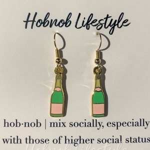 Chic Pink and Green Bubbly Bottle Earrings for Stylish Brunches