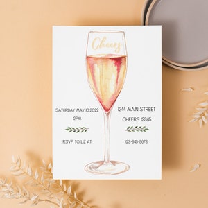 Digital Editable Brunch Champagne Invitation, Canva Brunch Invitation Template, Instant Download, Evite, Champagne Brunch Template