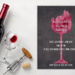 Digital Editable Invitation Wine Down Tasting, Canva Wine Down Invitation Template, Instant Download, Evite, Wine Tasting Brunch Template