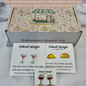 Ladies’ Night Out Glam Kit | 3 Fun Earrings Gift Set in Brunch-Themed Box
